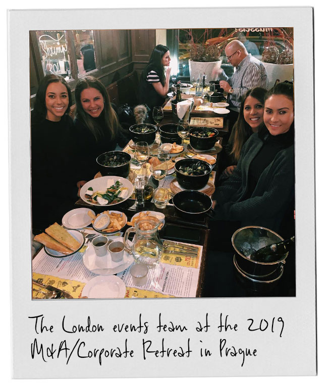 The London events team at the 2019 M&A/Corporate Retreat in Prague